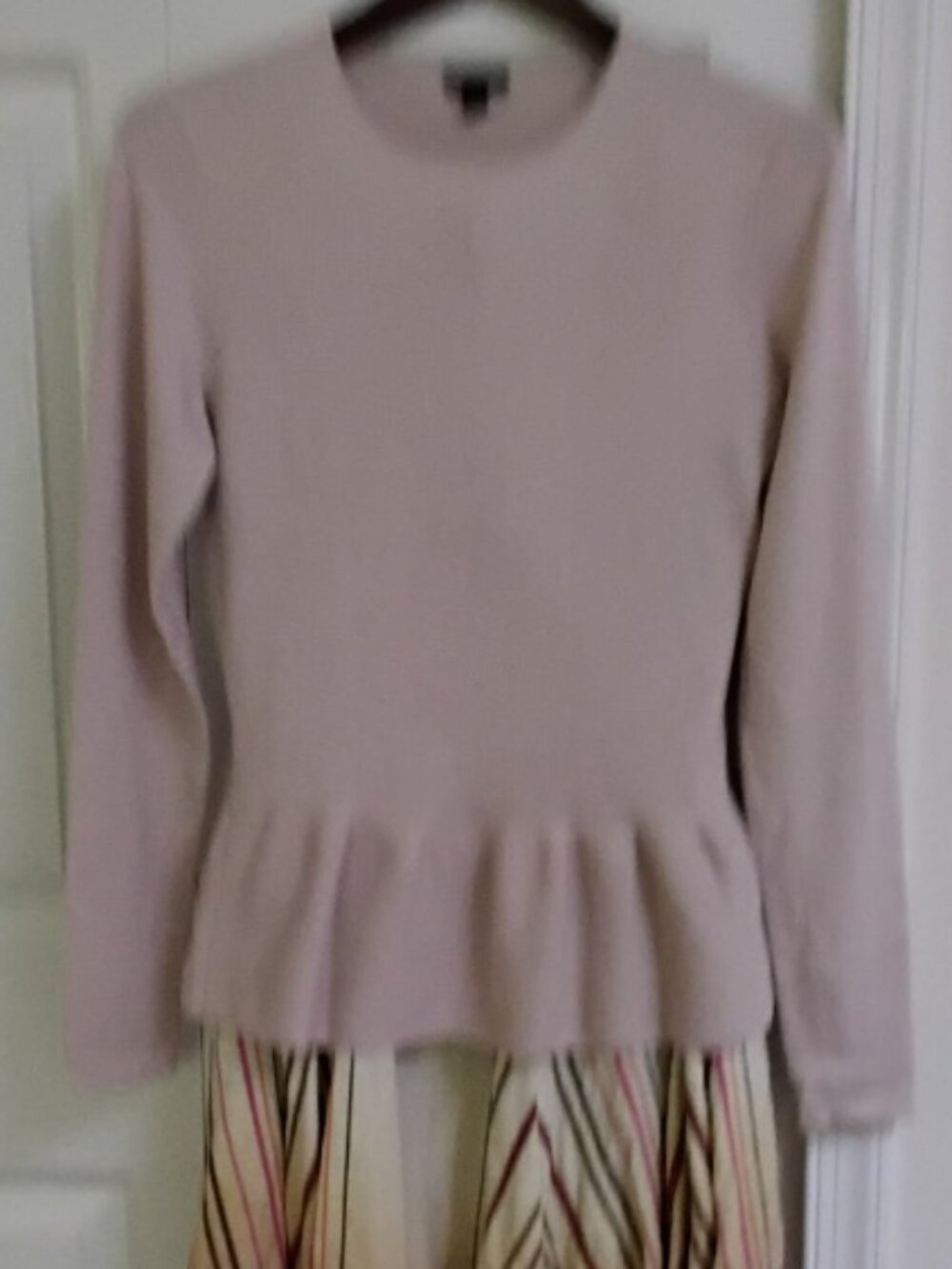 Ann Taylor Blush Pink & cream A-Line Peplum Knit Top – Size S - Picture 10 of 13